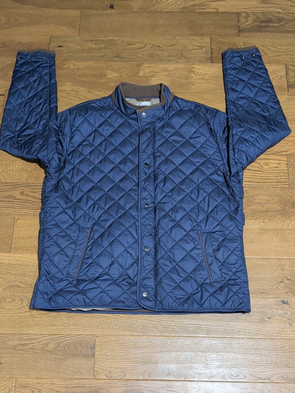 Peter Millar Men's Suffolk Coat Navy Quilted Snap-Front Zip Jacket XXL